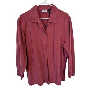 Womens Button Up Shirt XL Pink Tencel Cotton Blend Erika Studio Vtg 90s Top
